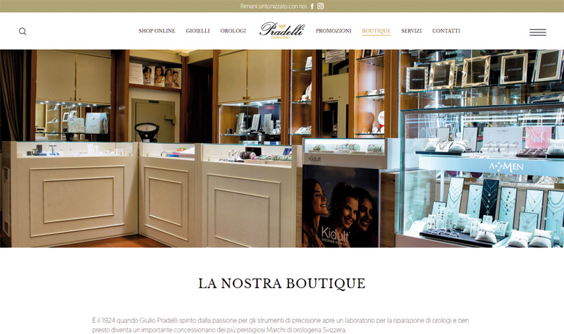 Pradelli jewelry e-commerce website